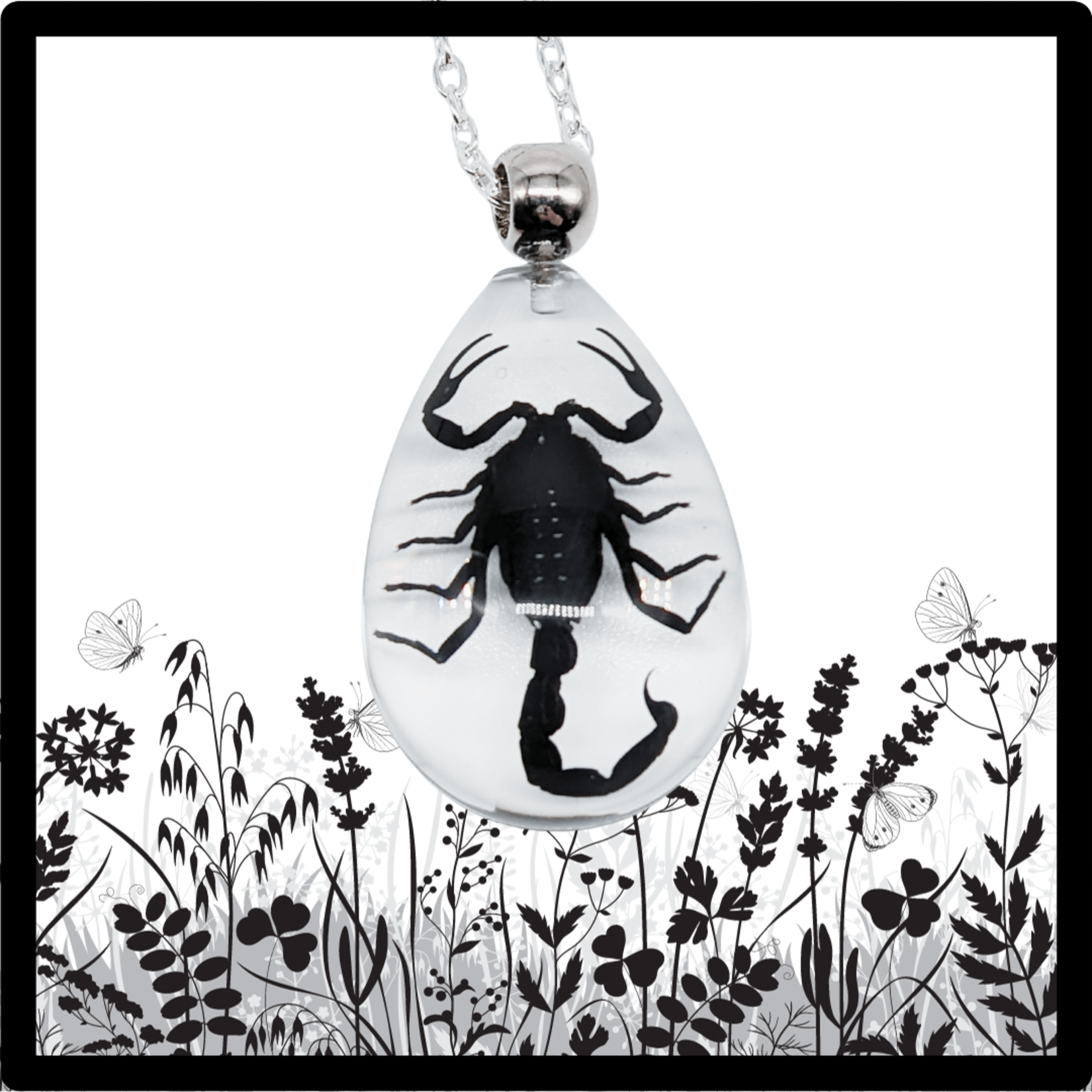 Insects In Resin Black Scorpion Necklace