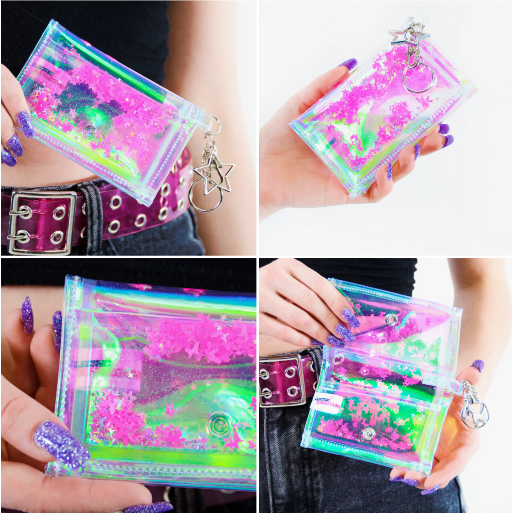 Electric Bubblegum Liquid Glitter Tiny Wallets