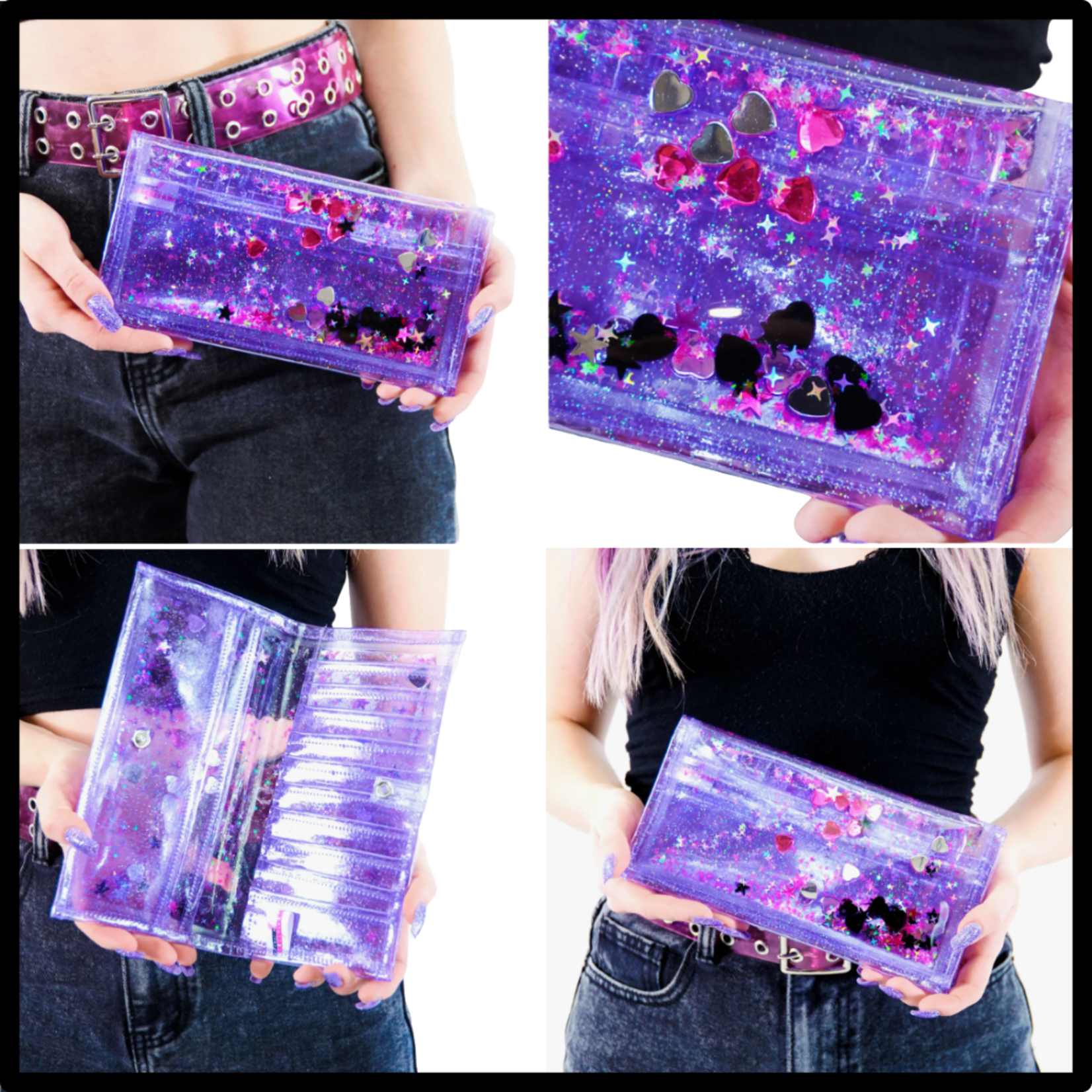 Electric Bubblegum Liquid Glitter Wallets (Full Size)