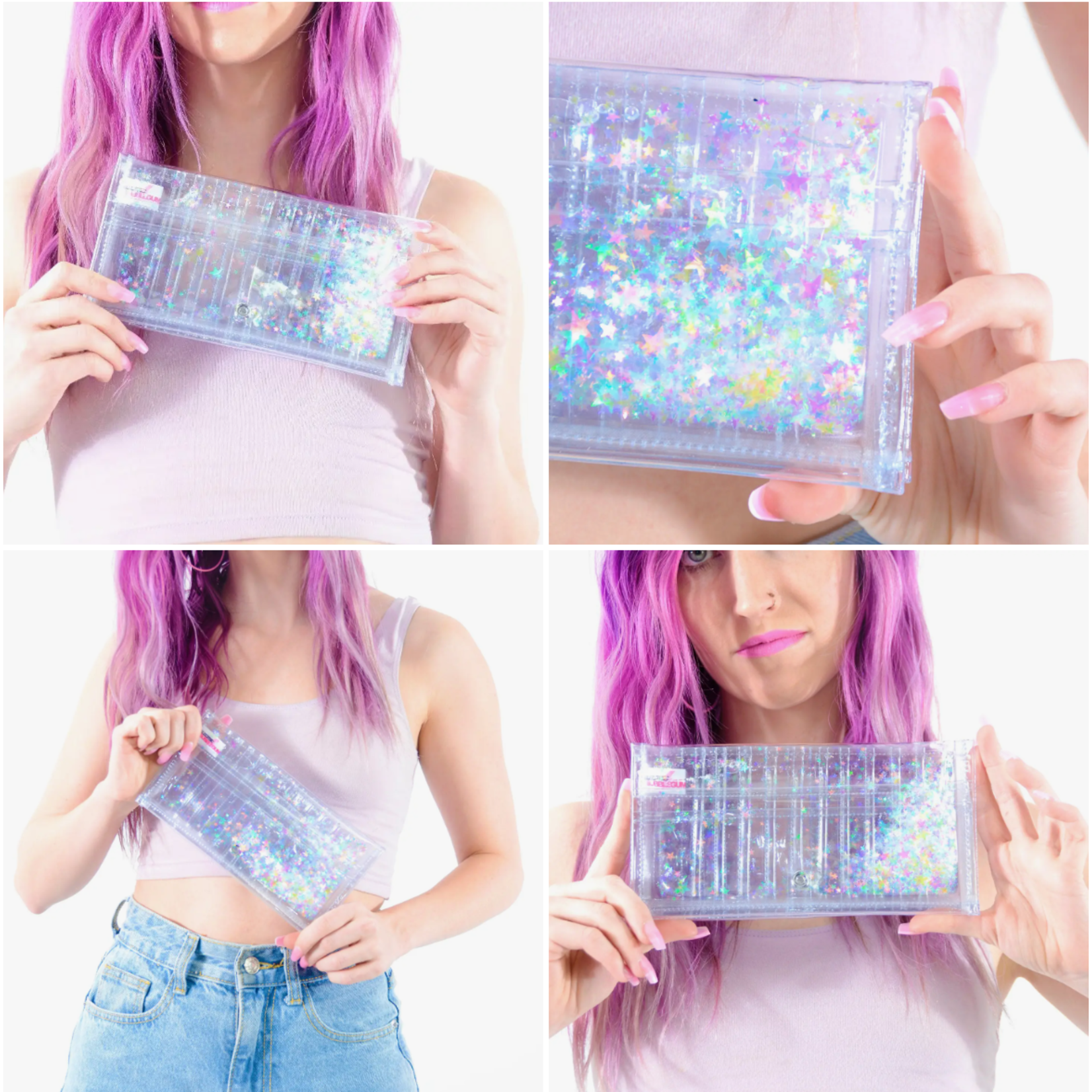 Electric Bubblegum Liquid Glitter Wallets (Full Size)