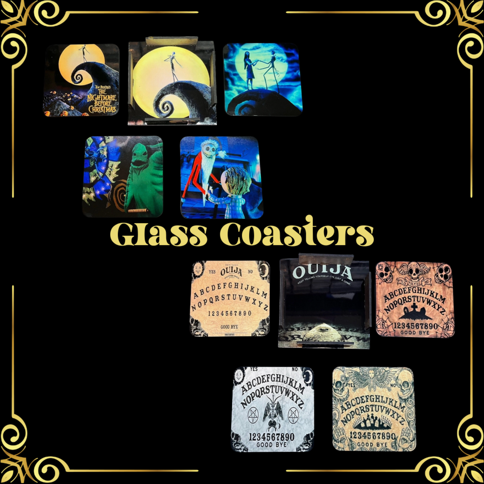 Dead Dave Designs Sublimated Glass Horror Coasters (4x)