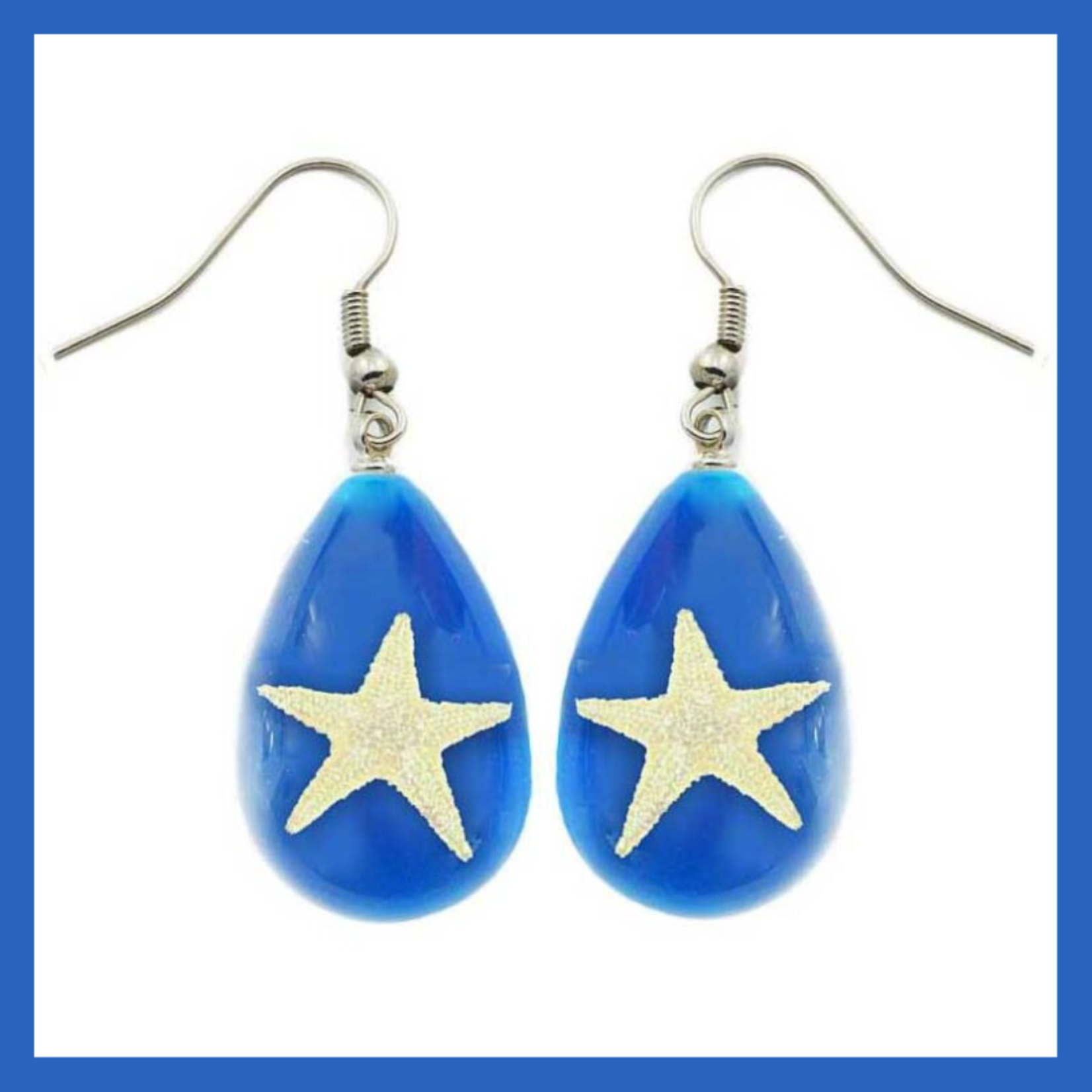 BicBugs Real Preserved Starfish Earrings Blue