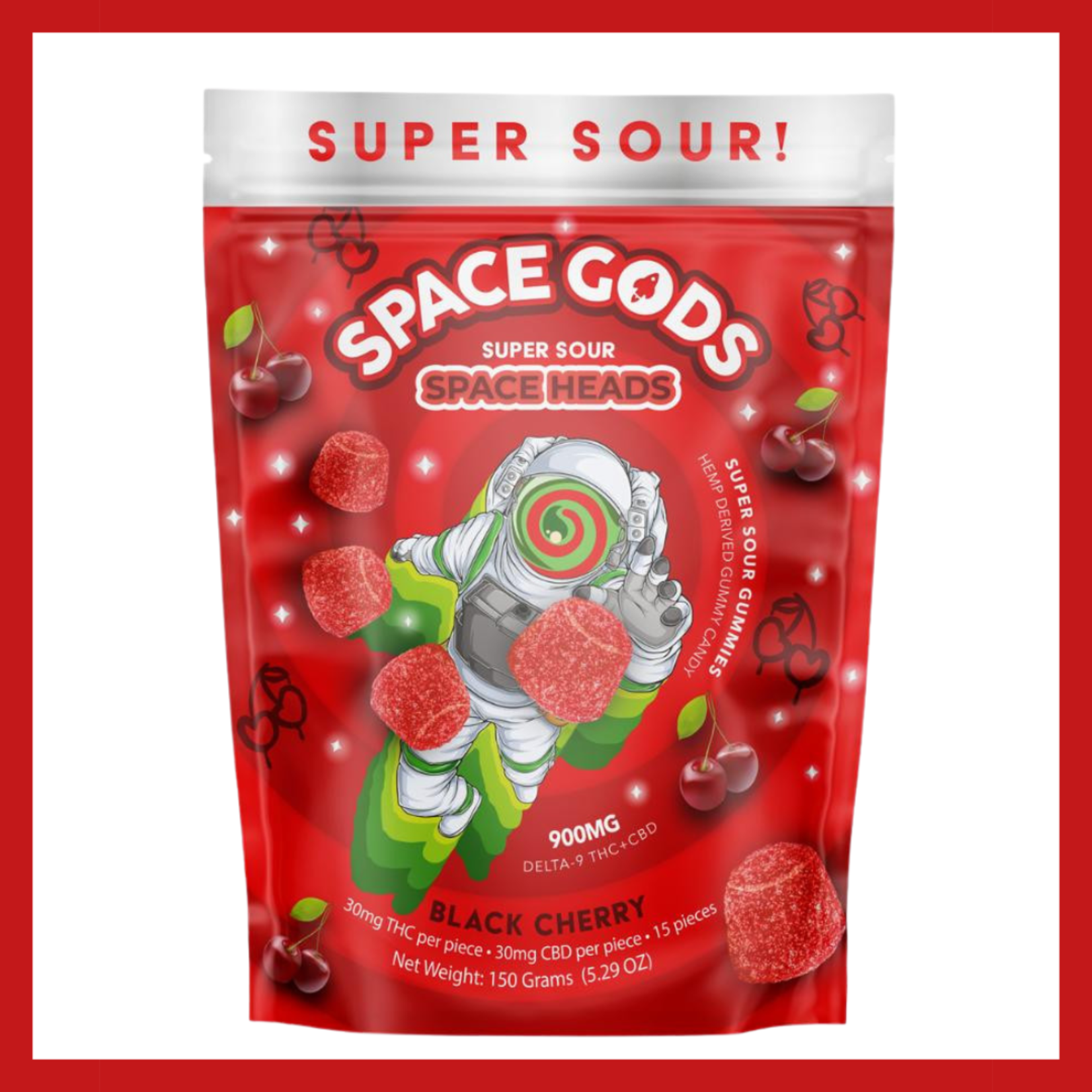Space Gods Delta 9 + CBD Gummies SUPER SOUR Black Cherry