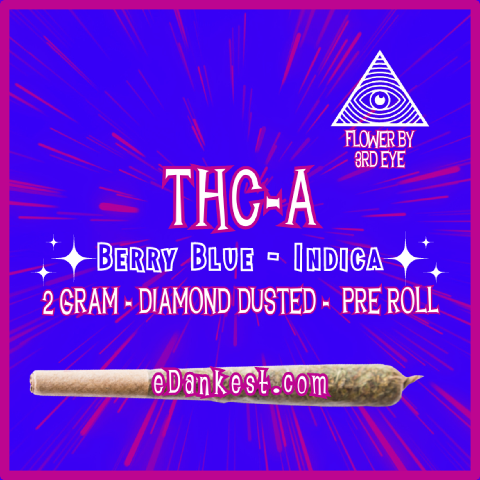 3rd Eye 3rd Eye THCA [Diamond Dusted] Pre Roll - 2 Grams - Berry Blue