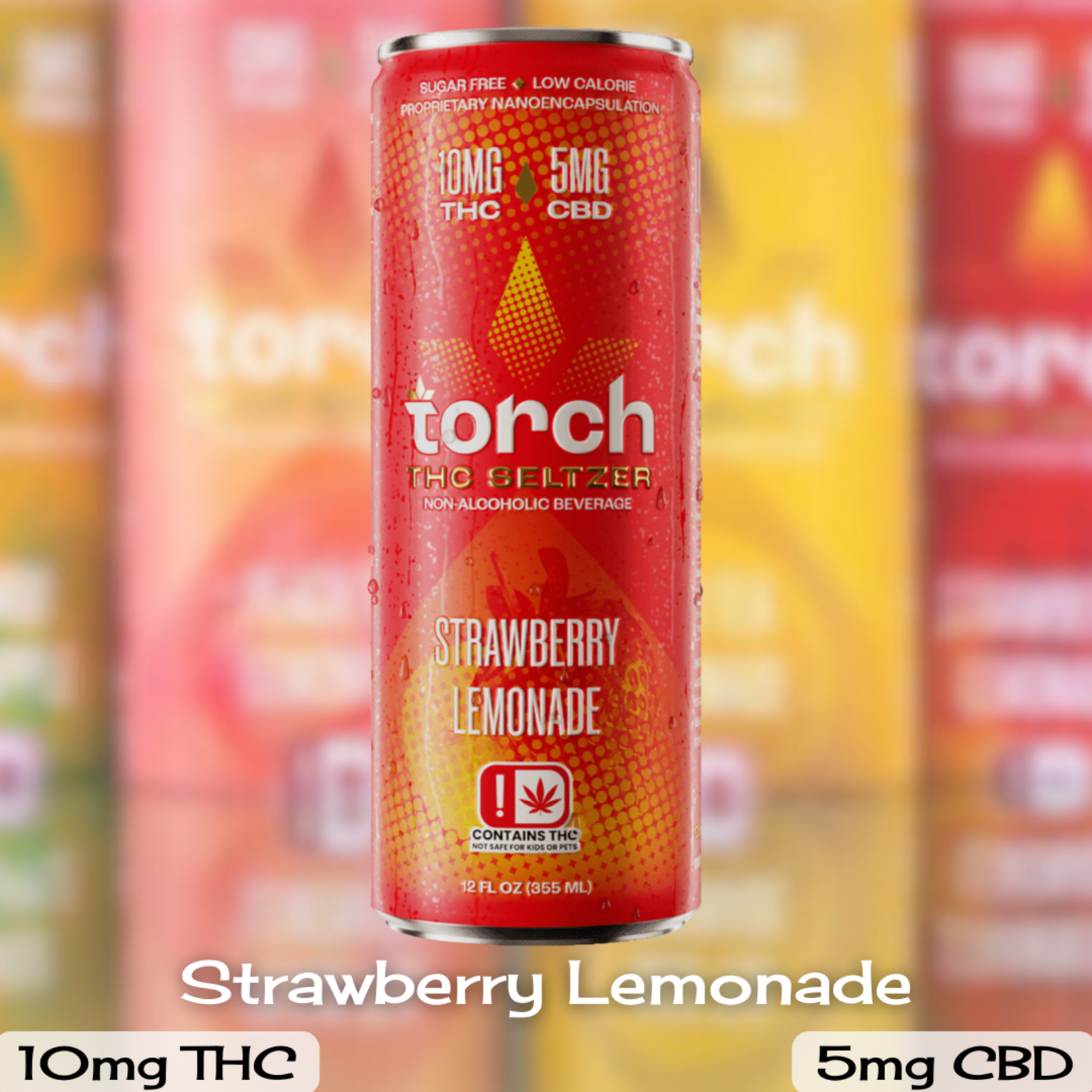 Torch Torch Hemp Seltzer (10mg THC + 5mg CBD) - Strawberry Lemonade