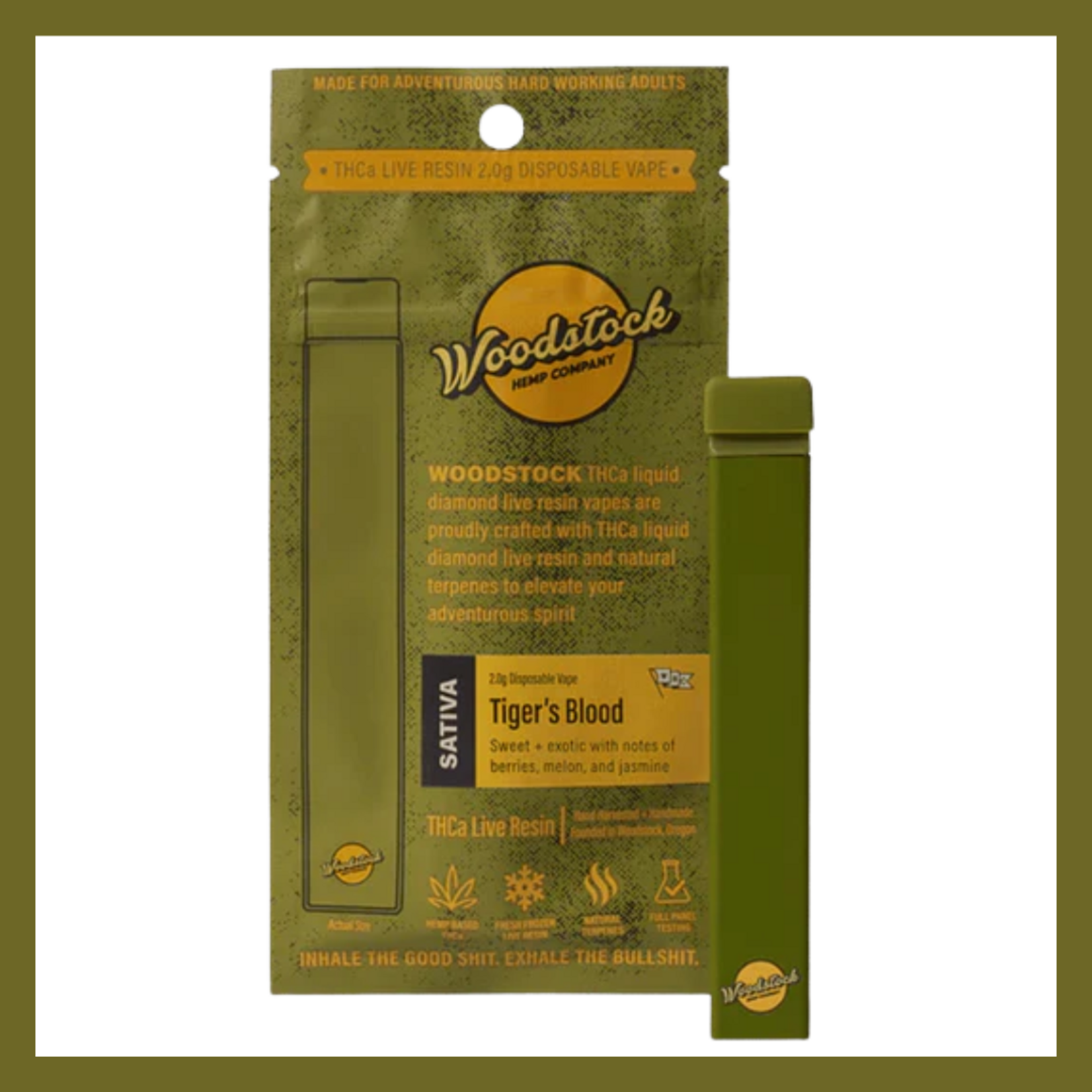 Woodstock Hemp Company Wildwood THCA Disposable (2 Gram) - Tiger's Blood