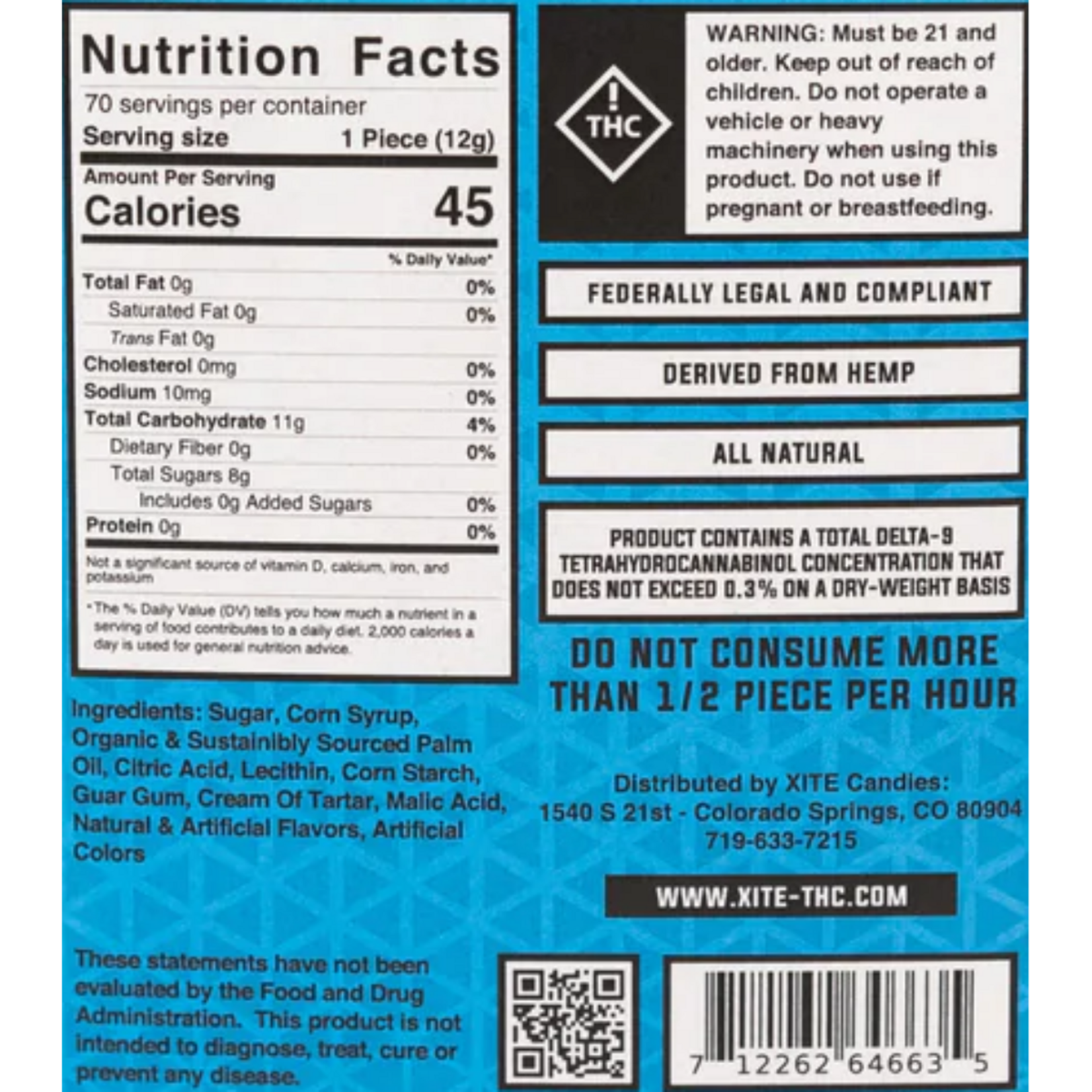 Xite Xite Blue Raspberry Chew (15mg D9 + 15mg CBD) - 5 Pack