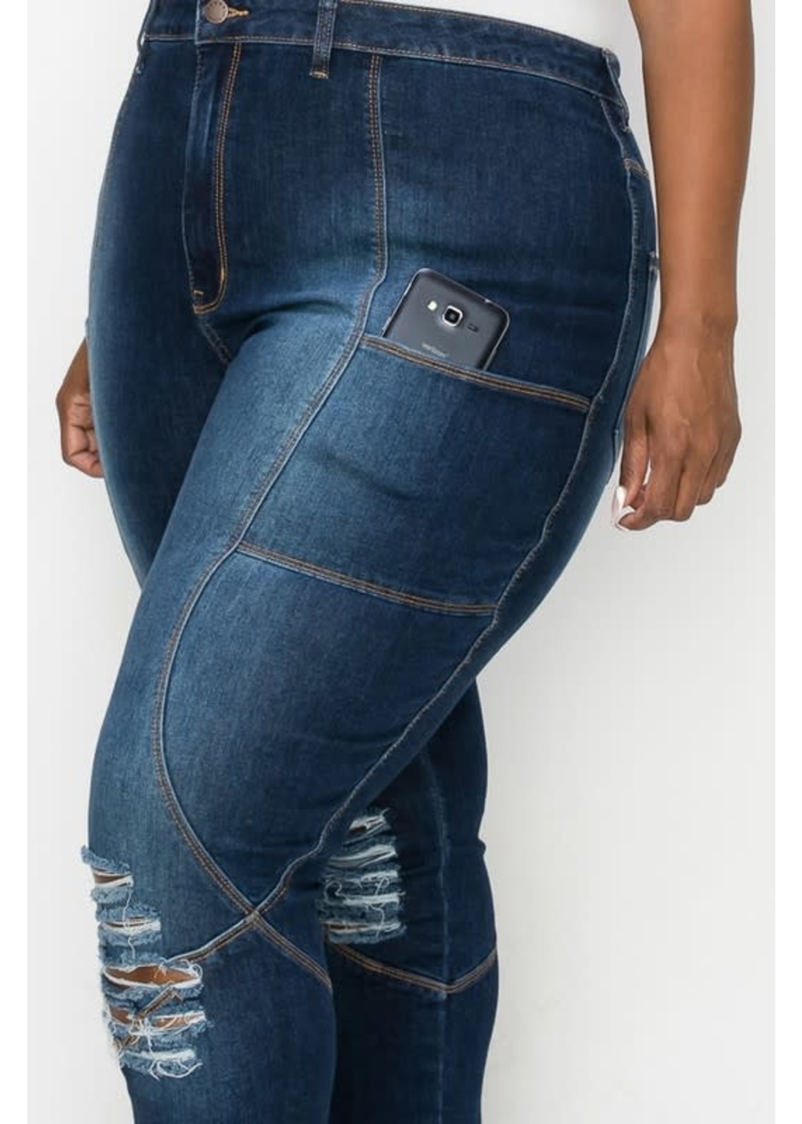 Distressed Skinny Jeans Side Pocket