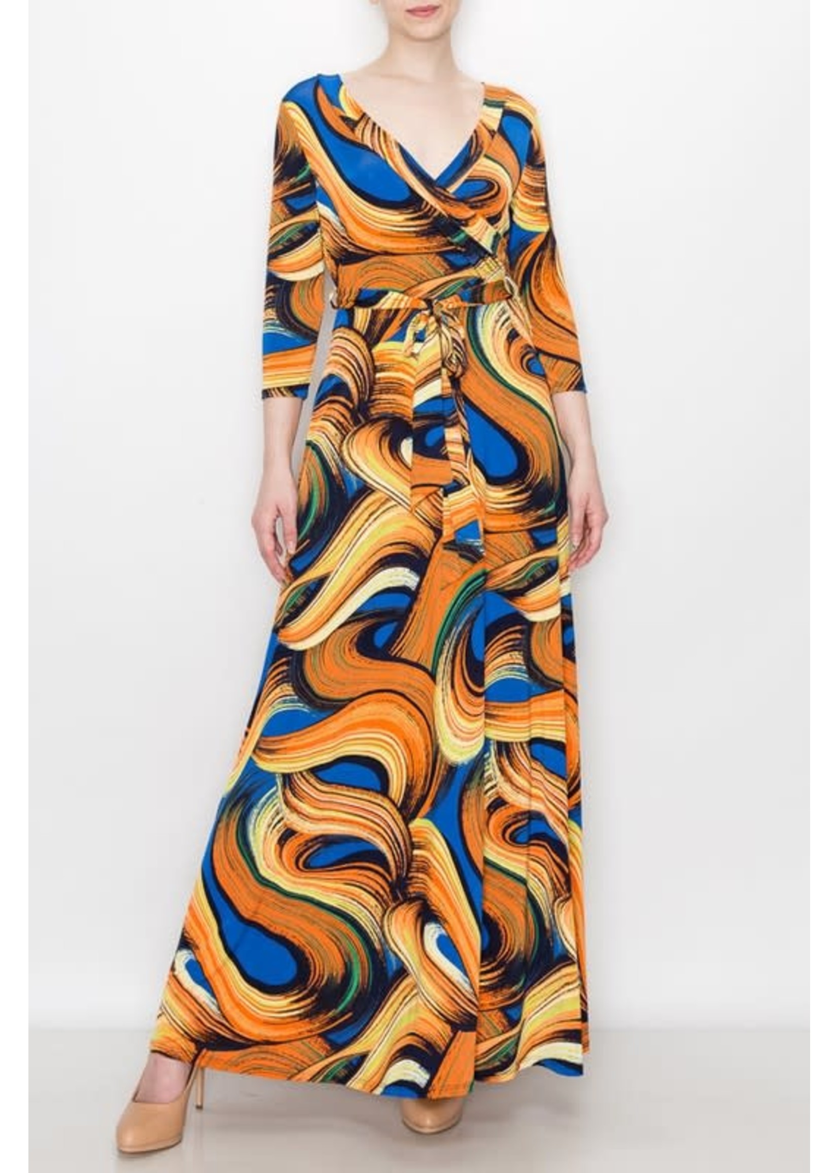 Venetian Print Maxi Dress