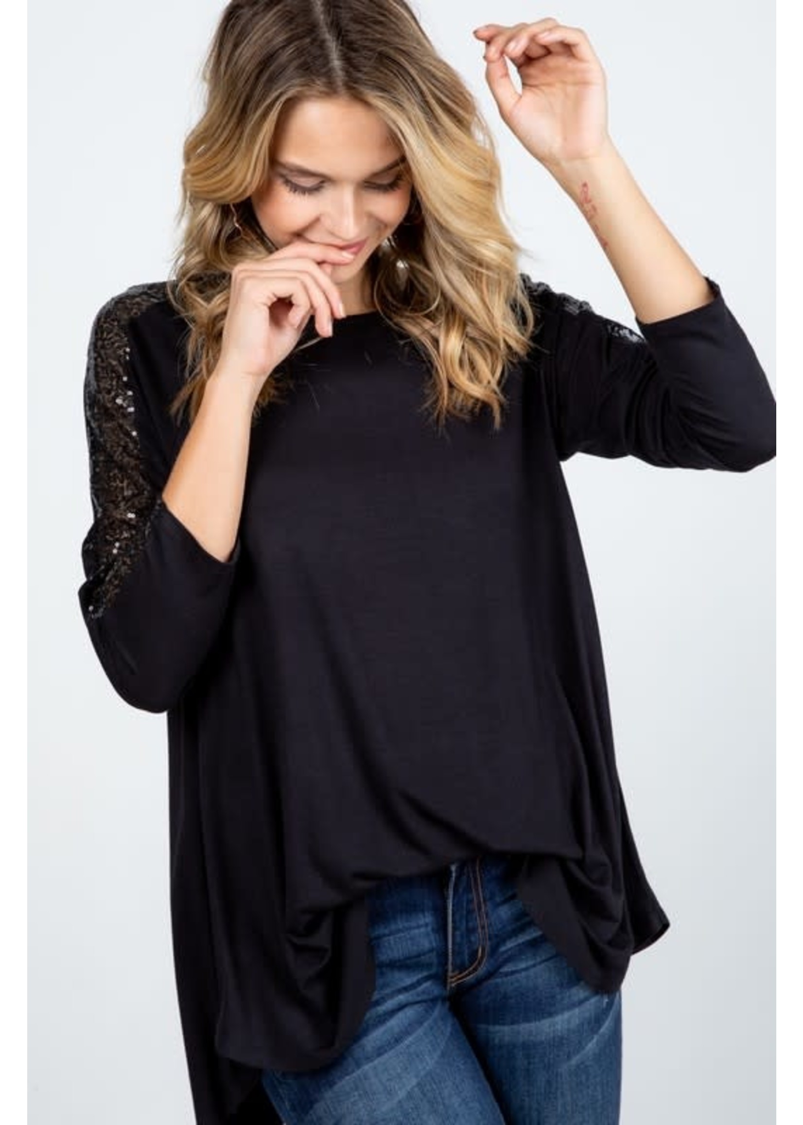 Curvy Sequence Accent Top