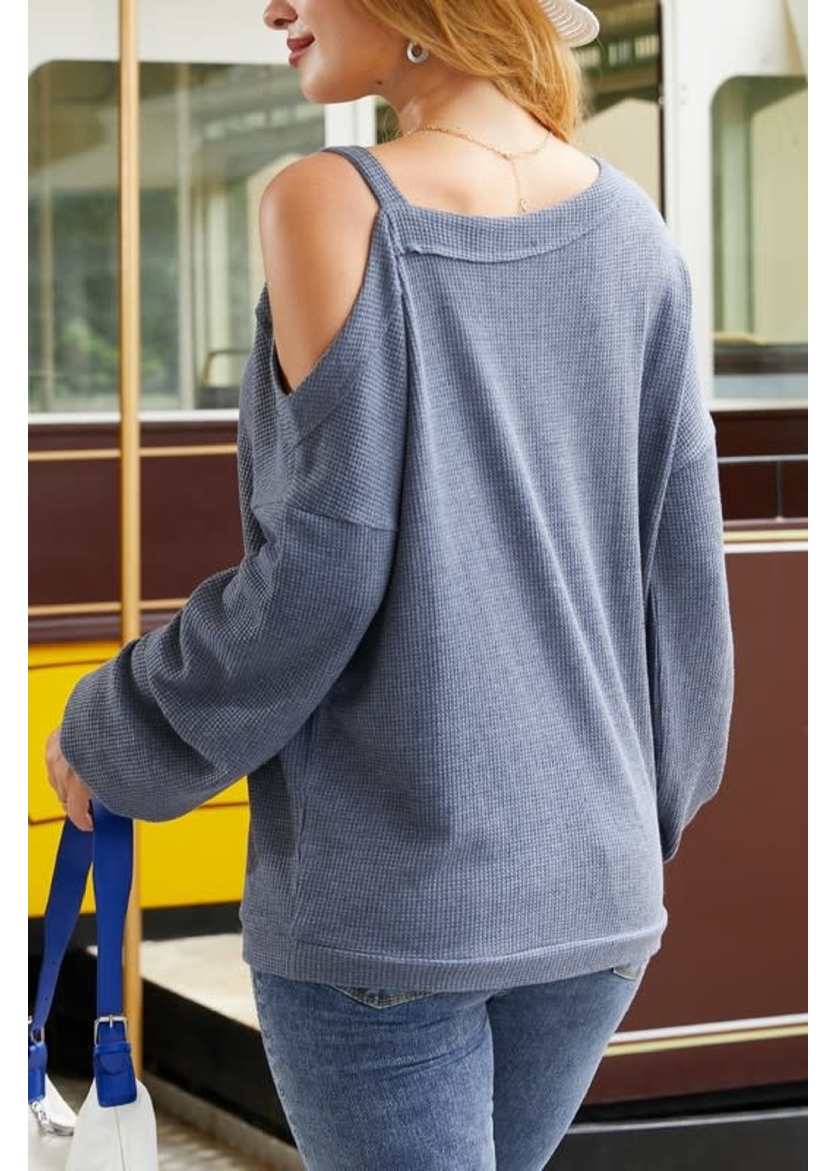 Indigo Asymmetrical One Shoulder Top