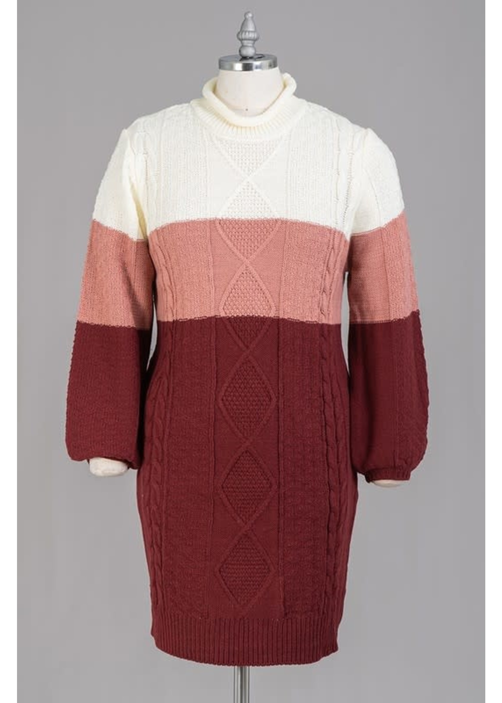 Colorblock Knit Sweater Dress - Madrix 