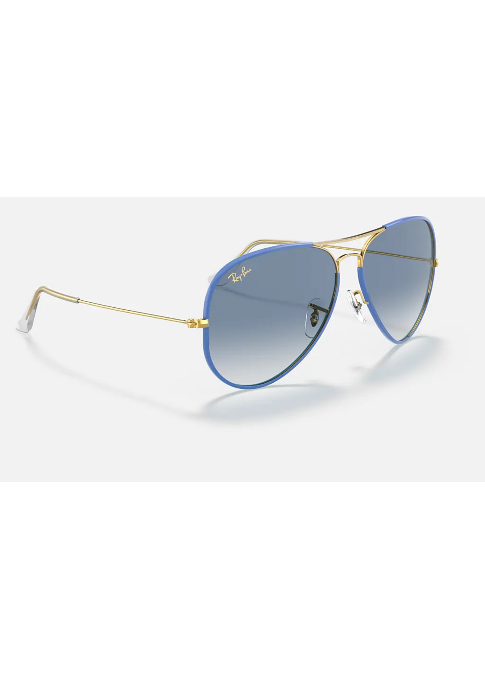 RAY BAN AVIATOR FULL COLOR LIGHT BLUE ON LEGEND GOLD W/ CLEAR GRADIENT BLUE