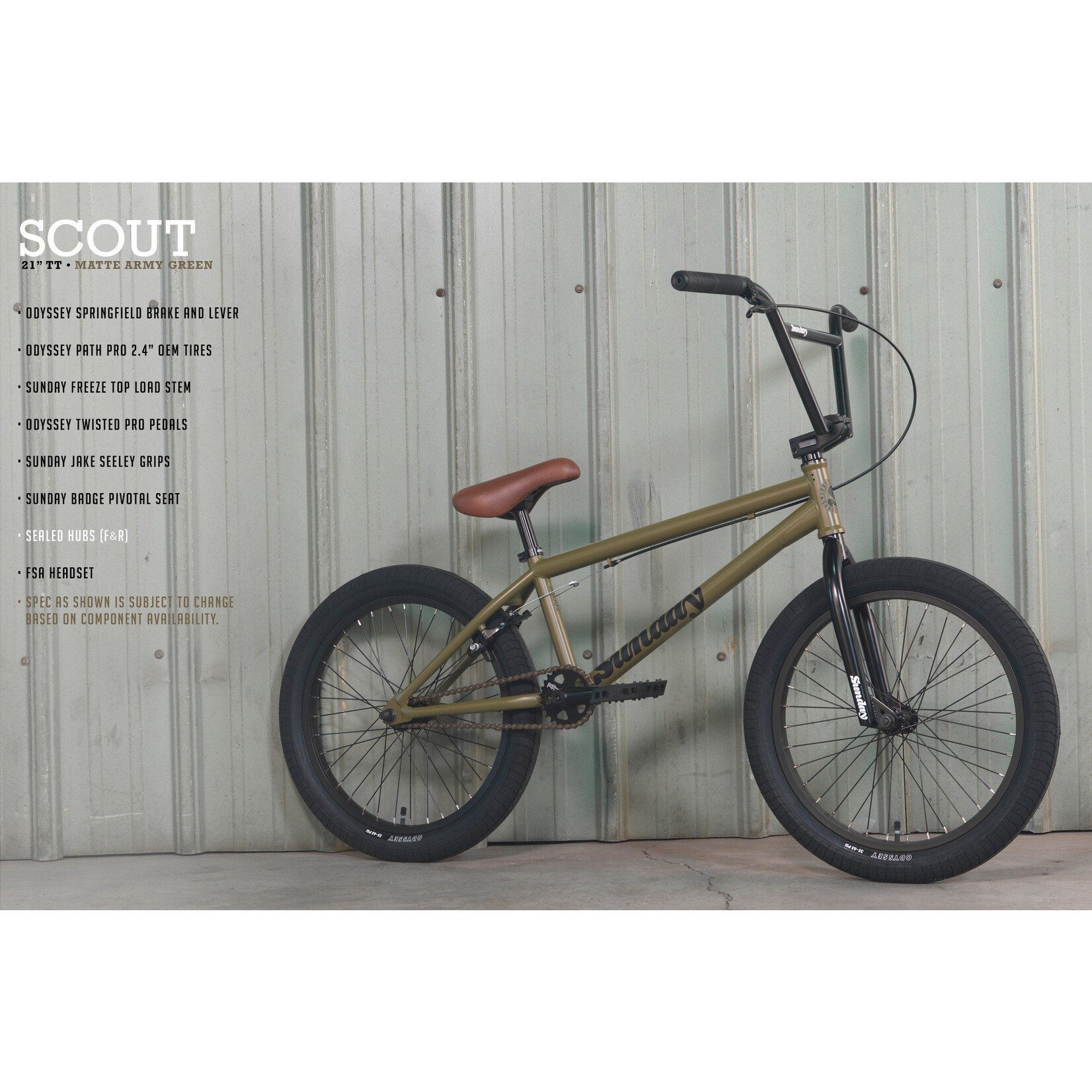 Sunday Sunday Scout BMX Bike - 21" TT, Matte Army Green