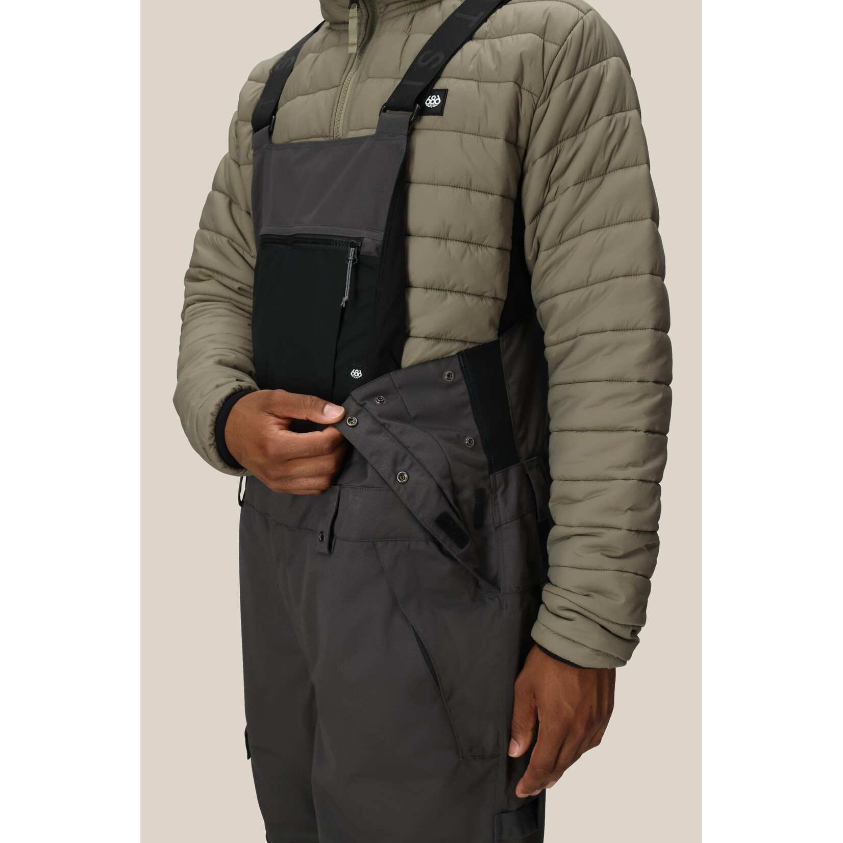 686 MENS HOT LAP INSULATED BIB CHARCOAL COLORBLOCK