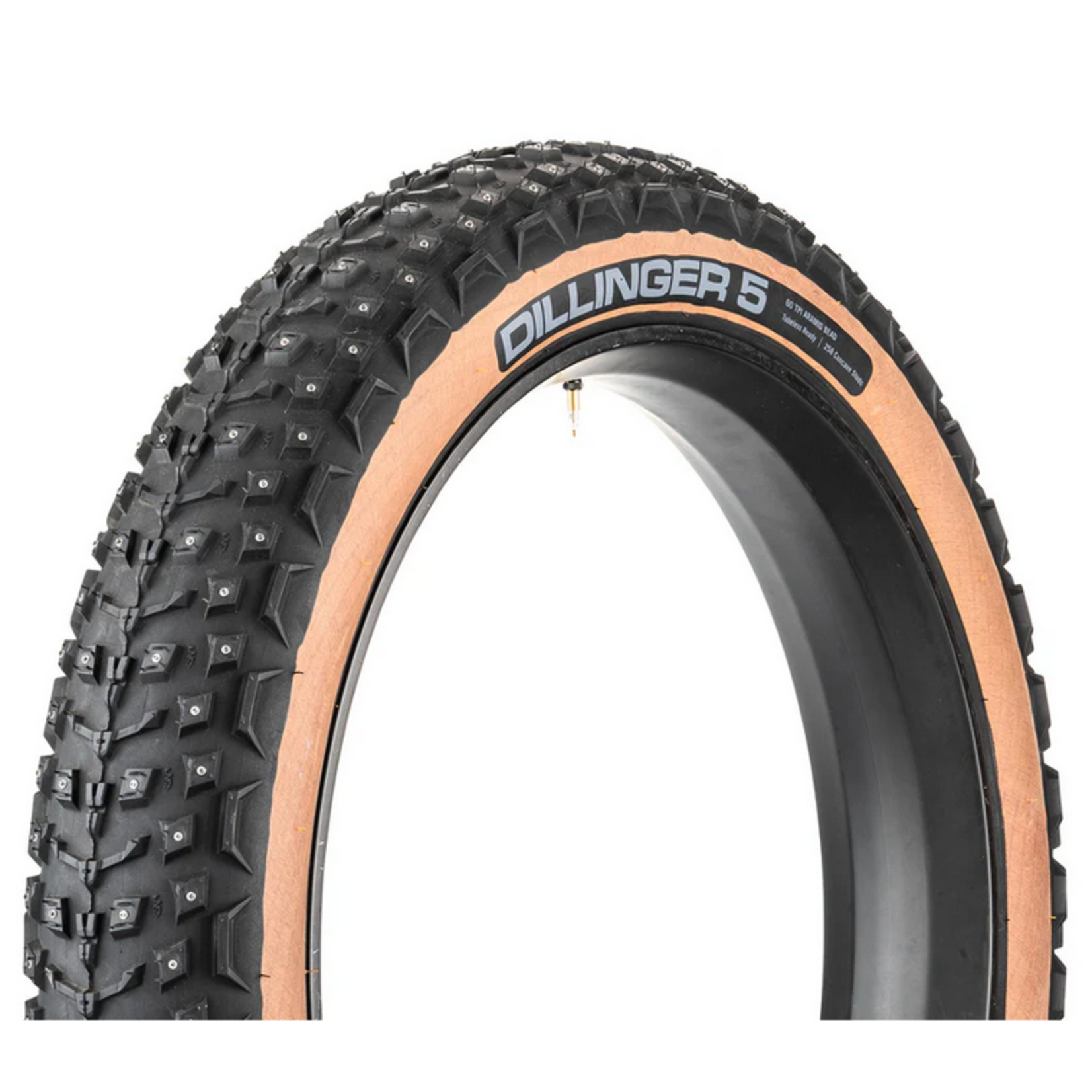 45NRTH 45NRTH Dillinger 5 Tire - 26 x 4.6, Tubeless, Folding, Tan, 60tpi, 258 Concave Carbide Aluminum Studs