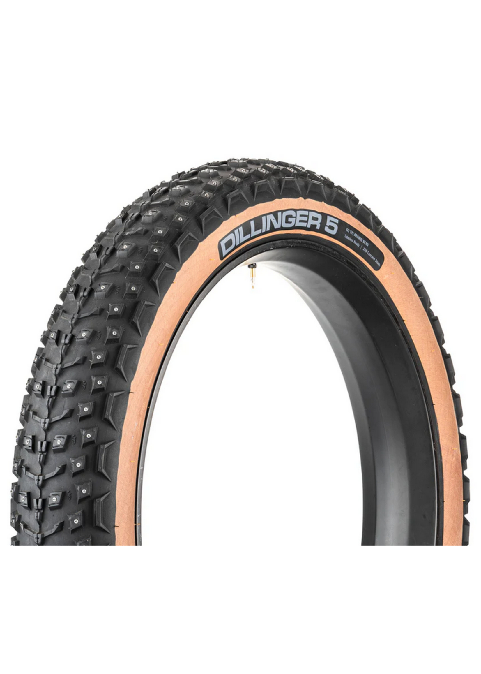 45NRTH 45NRTH Dillinger 5 Tire - 26 x 4.6, Tubeless, Folding, Tan, 60tpi, 258 Concave Carbide Aluminum Studs
