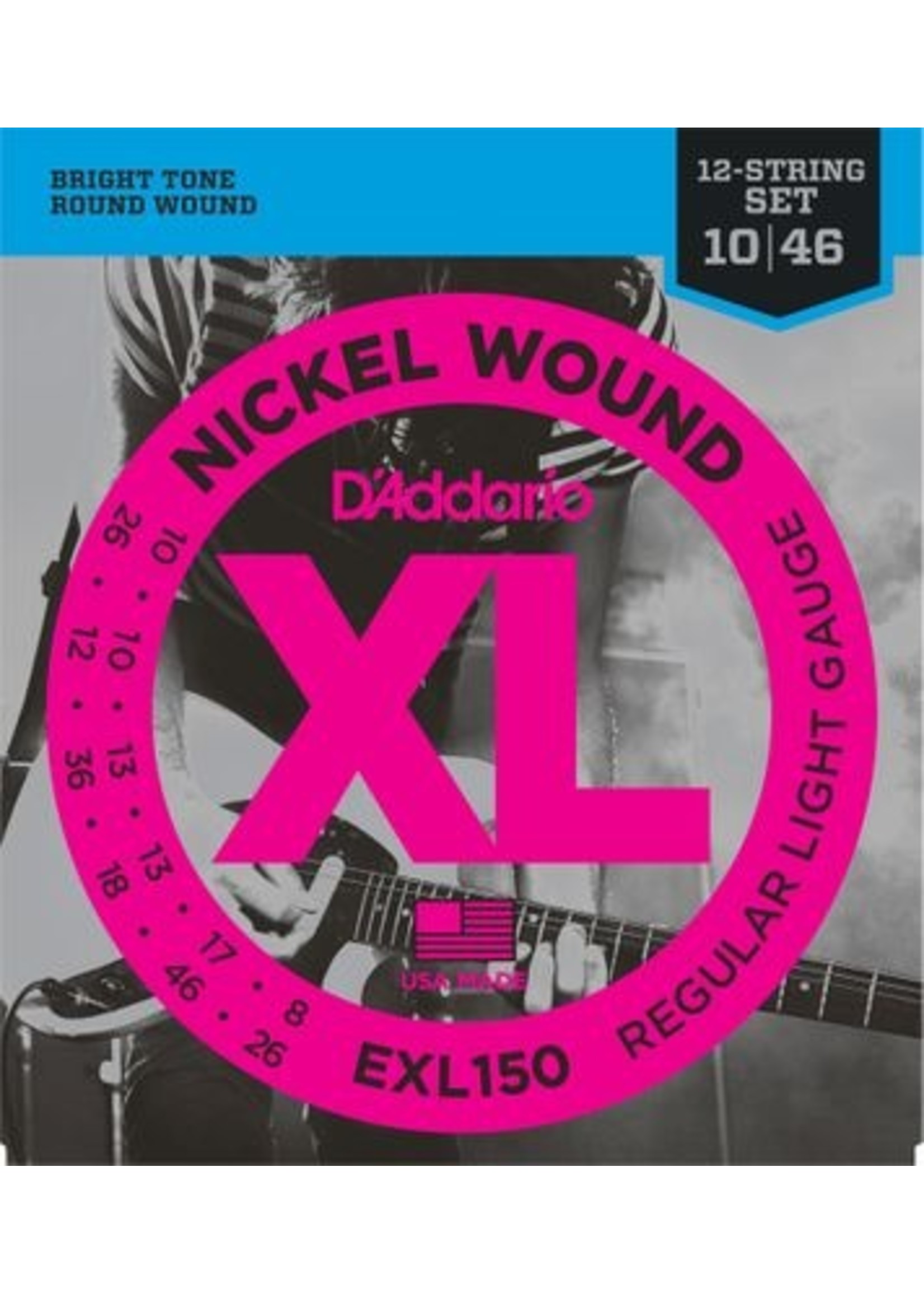 D'Addario D'Addario Nickel Wound Regular Light 12 String 10-40 Exl150