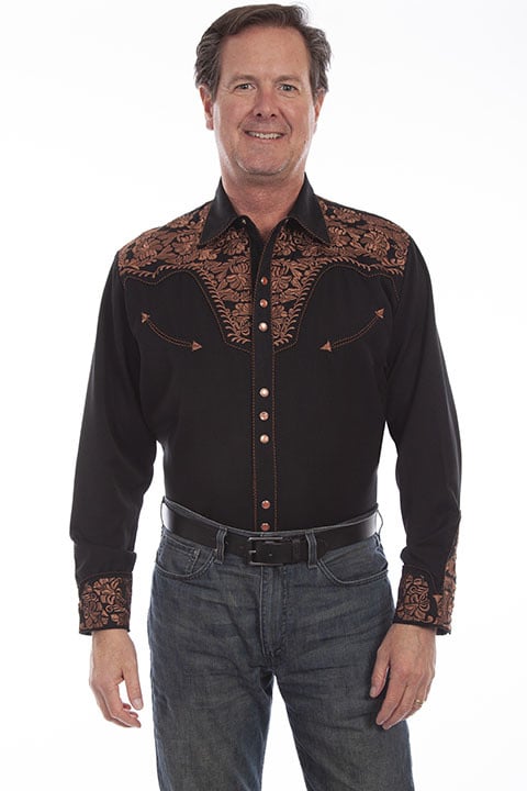 Scully Western Shirt P-634 - Black Rose Guitar House