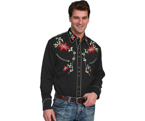 Scully Western Shirt P-633 - Black Rose 
