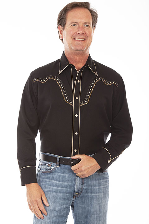 Scully Western Shirt P-898 - Black Rose Guitar House