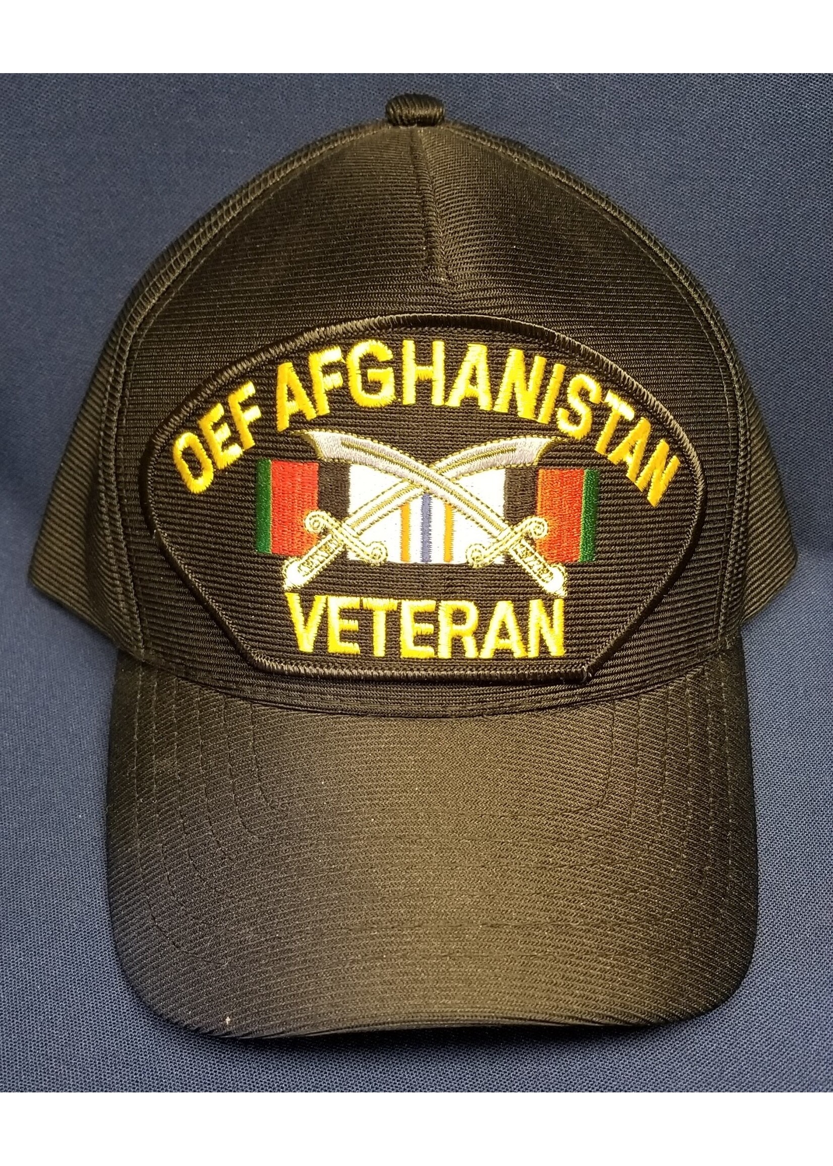 Eagle Crest Cap OEF Afghanistan Veteran with Ribbons & Swords