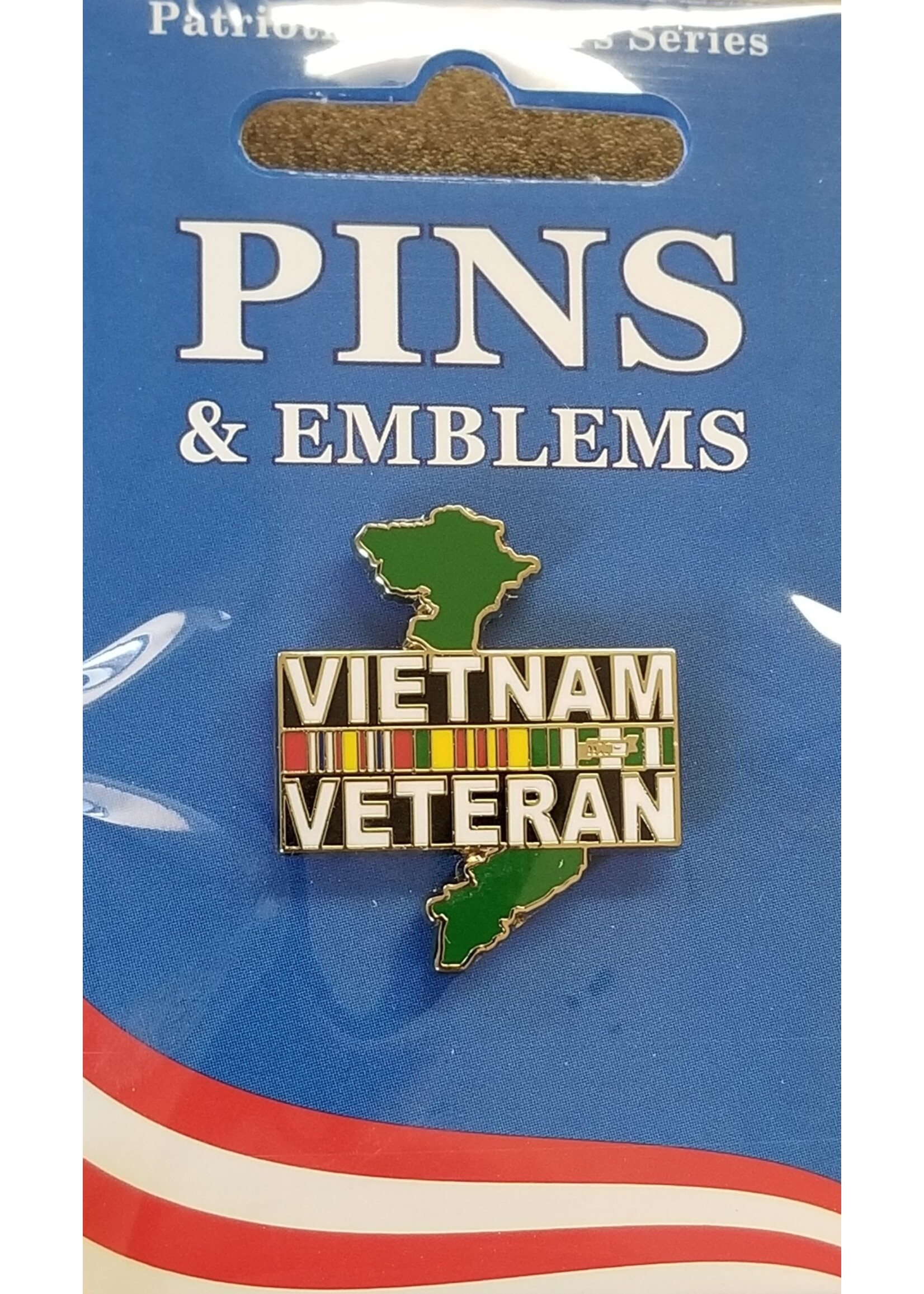Eagle Emblems Pin Vietnam Veteran Ribbons & Country