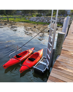 Seahorse Docking Floating  Double Kayak Launch & Stow with Ladder & Piling Mount