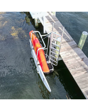 Seahorse Docking Floating Single Kayak Launch & Stow with Ladder & Piling Mount