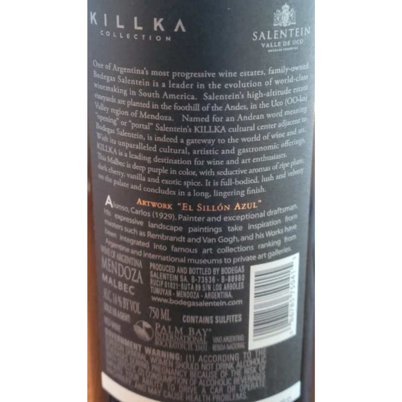 Salentein "Killka" Malbec, Uco Valley, Mendoza, Argentina 2019