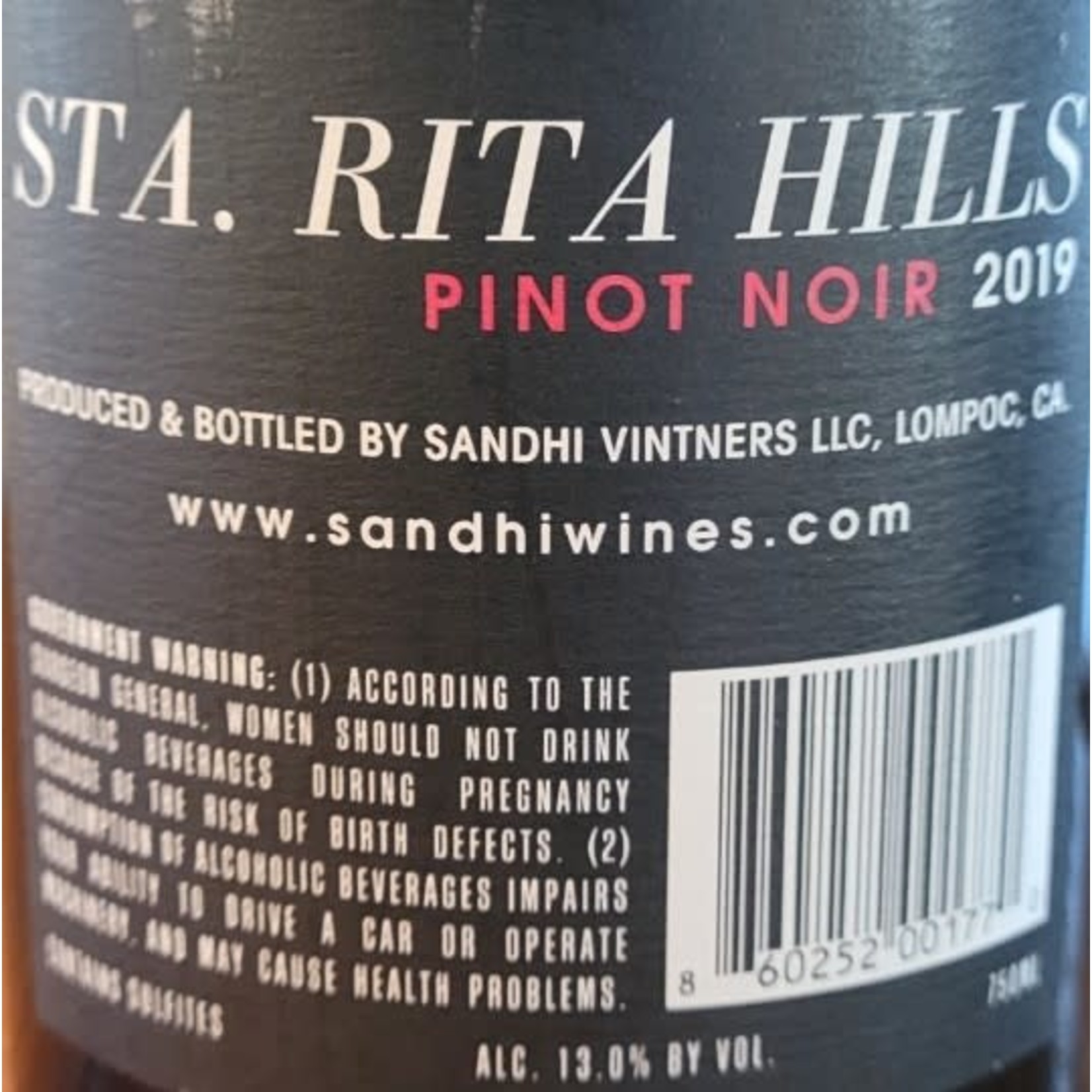 Sandhi Pinot Noir, Sta. Rita Hills, California 2019