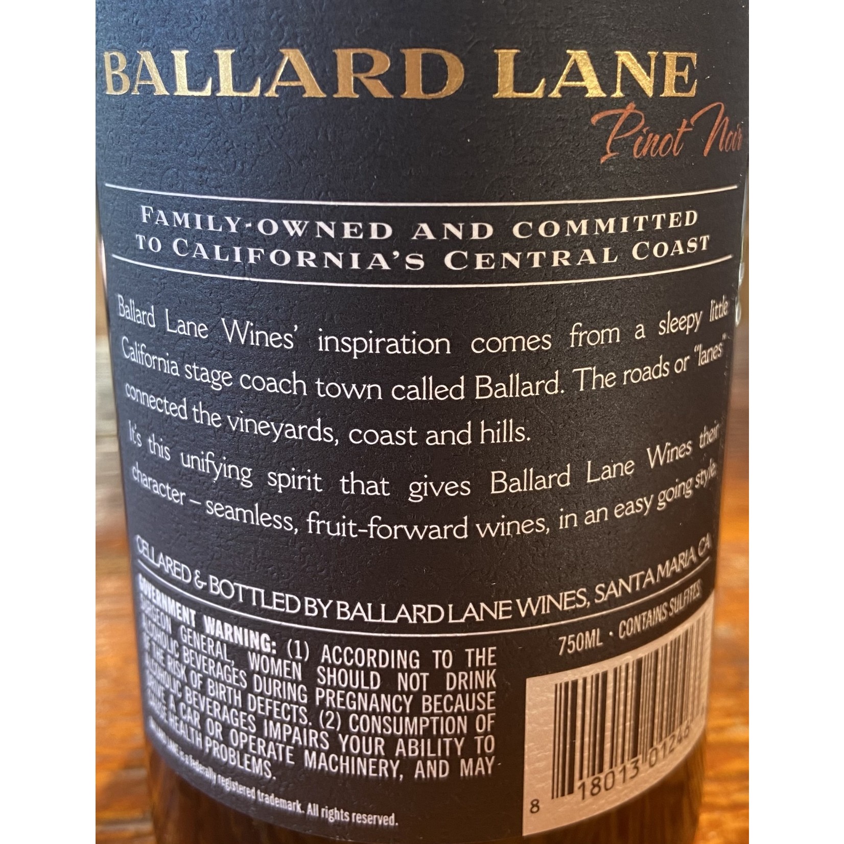 Ballard Lane Pinot Noir, Central Coast, California 2018