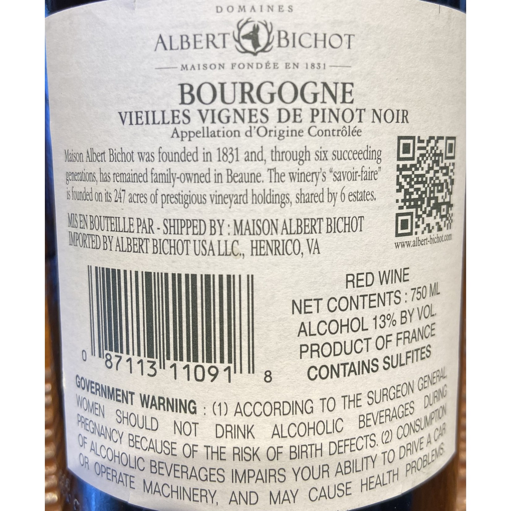 Albert Bichot Vieilles Vignes de Pinot Noir, Burgundy, France 2019