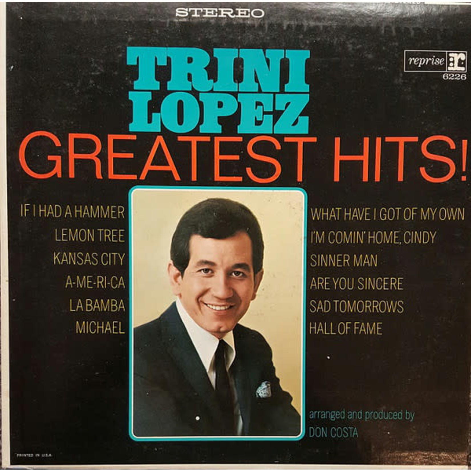 Trini Lopez Trini Lopez – Greatest Hits! (VG, 1966, LP, Reprise Records – RS 6226)