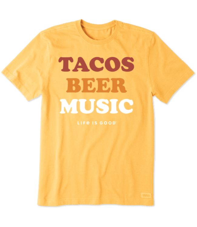 LIFE IS GOOD MEN'S TACOS, BEER, MUSIC CRUSHER TEE