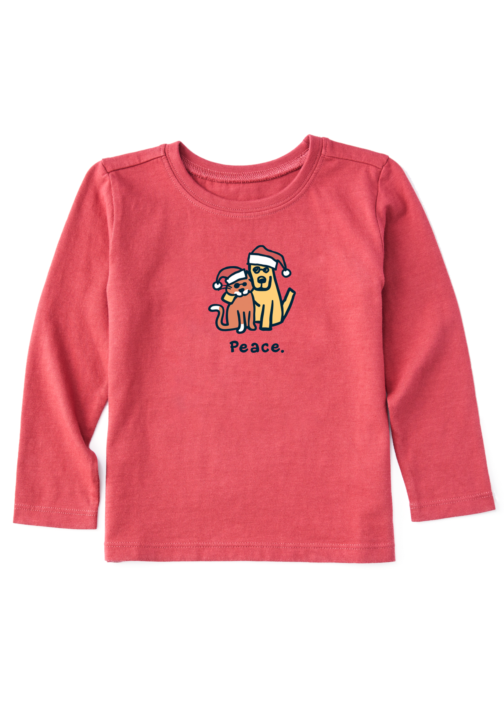 Life is Good Life is Good Junior Peace Dog and Cat Vintage Long Sleeve Crusher Tee