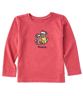 Life is Good Life is Good Toddlers Peace Dog and Cat Vintage Long Sleeve Crusher Tee