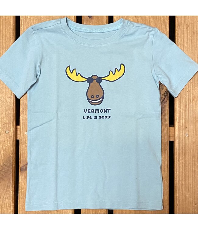 Vermont Logo Life is Good Kid's Crusher Moose Short Sleeve Tee