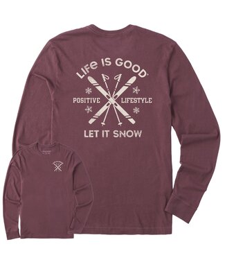 Life is Good Life is Good Men's Let It Snow Ski Long Sleeve Crusher Tee