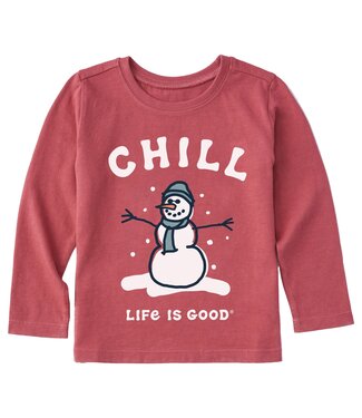 Life is Good Life is Good Toddlers Chill Snowman Long Sleeve Crusher Tee