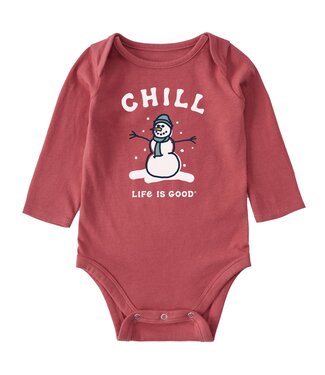 Life is Good Life is Good Chill Snowman Long Sleeve Crusher Baby Bodysuit