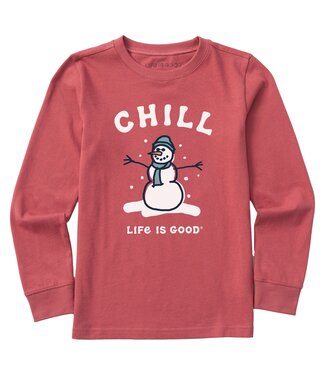 Life is Good Life is Good Kids Chill Snowman Long Sleeve Crusher Tee