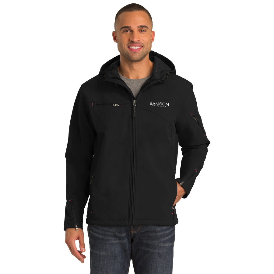 Port Authority Textured Hooded Soft Shell Jacket. J706 main image 1