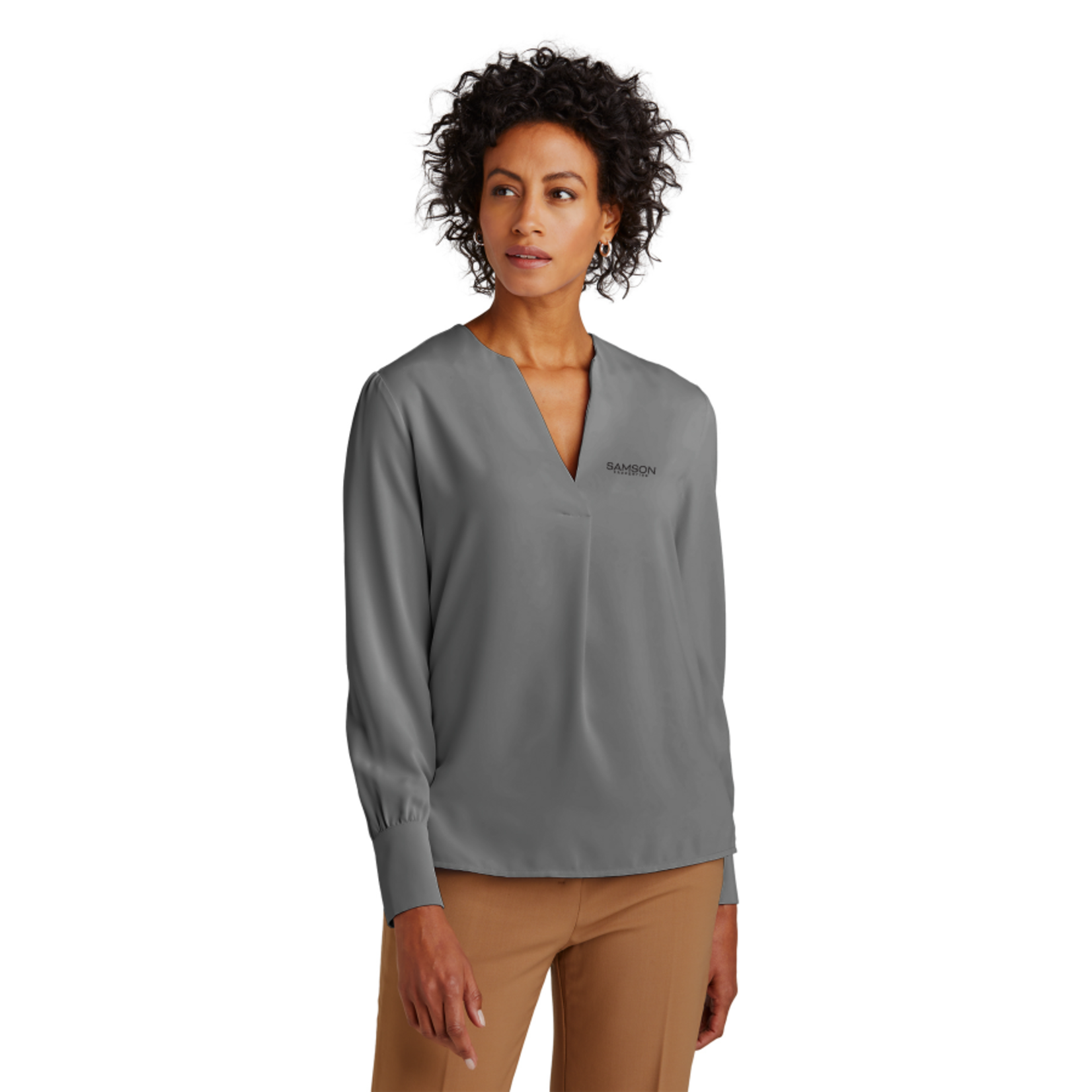 Brooks Brothers Brooks Brothers Women's Open-Neck Satin Blouse