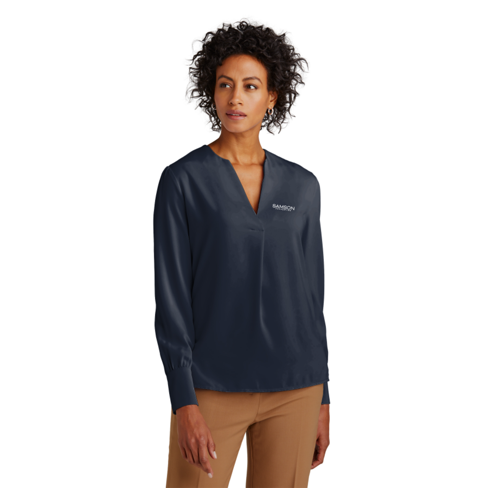 Brooks Brothers Brooks Brothers Women's Open-Neck Satin Blouse
