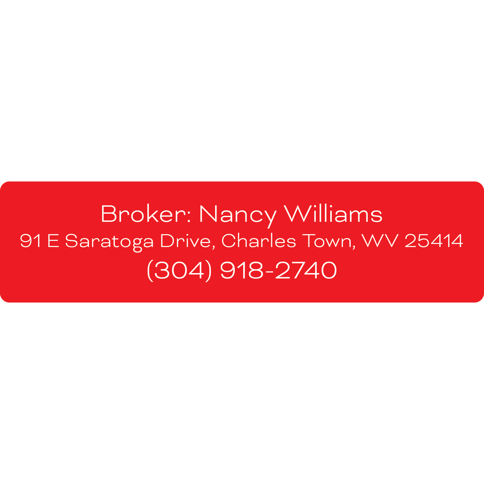 24" x 6" - Charles Town WV - Saratoga Broker RIDER