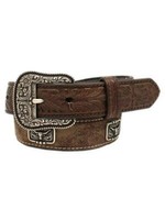 Ariat Ariat  Floral Tooled Longhorn Head Concho Belt, Brown A1307202