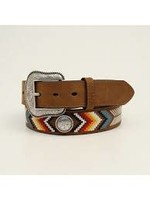 Nocona Men's Tan with Southwest Embroidery Round Concho Western Belt N210003644
