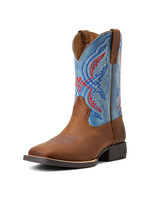 Ariat Double Kicker Distressed Brown/Stone Blue Youth Boot