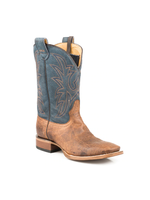 Roper LEATHER CONCEALED CARRY  BOOT BURNISHED TAN VAMP WITH BLUE EMBROIDERED UPPER